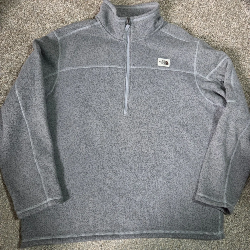 The North Face Gordon Lyons Quarter Zip Fleece Pullover Mens XXL Heather Grey